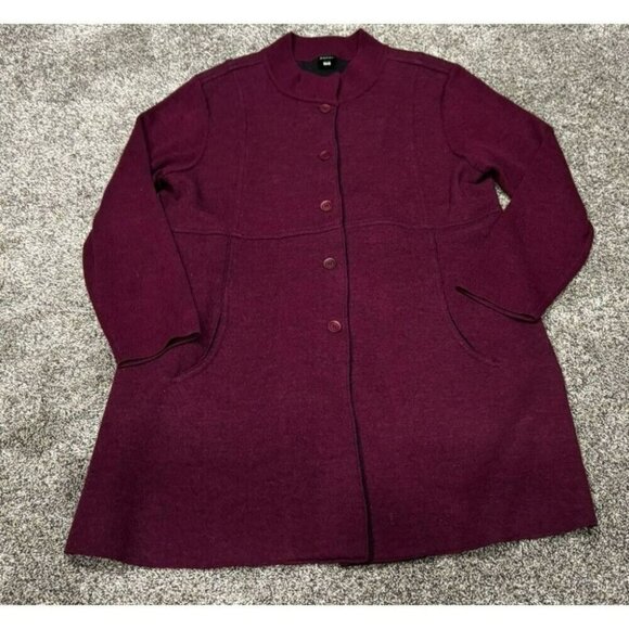 Eileen Fisher Deep Red Long Coat - Picture 1 of 8